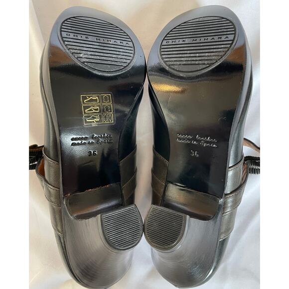 Chie Mihara Mary Jane Black Grey Wood Platform Heels, US 6,  EU 36 - Picture 5 of 5